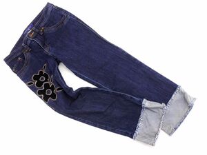 M’S GRACY エムズグレイシー 花柄 デニムパンツ size38/紺 ■■ ☆ eda1 レディース