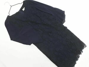 Rirandture リランドチュール レース シフォン 切替 ワンピース size2/紺 ■◇ ☆ eda2 レディース