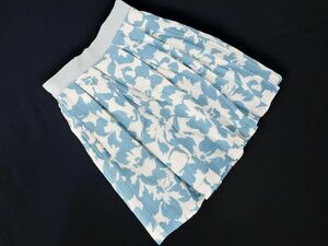 31 Sons de mode tiger nte Anson du mode total pattern tuck skirt size36/ white x light blue #* * eda4 lady's 