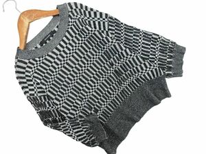 JEANASIS Jeanasis total pattern knitted sweater sizeF/ black #* * eda5 lady's 