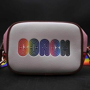 新品 COACH コーチ 9939 レインボー ロゴ ショルダー バッグ 白ｘピンク ■■◎ ☆ edb0 レディースの画像1