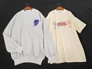 佐藤製薬 サトちゃん 2枚セット トレーナー Tシャツ グレーｘベージュ ■◇ ☆ edb0 レディース