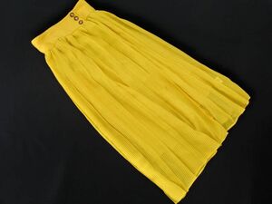 ROSE BUD Rose Bud chiffon check long pleated skirt sizeF/ yellow #* * edb6 lady's 