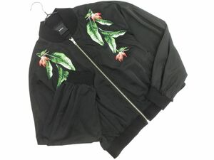 MURUAm Roo a embroidery floral print blouson jacket sizeF/ black #* * edb8 lady's 