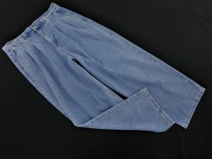 MONO-MART mono mart RUUBON Roo bon tuck wide Denim pants sizeL/ light blue ## * edb9 lady's 