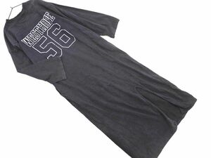 R JUBILEE アール ジュビリー ロゴ 長袖 Tシャツ ワンピース sizeM/黒 ■◇ ☆ edb9 レディース