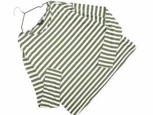 ネコポスOK theory セオリー ボーダー ボートネック カットソー sizeS/グレーｘカーキ ■◇ ☆ edc3 レディース