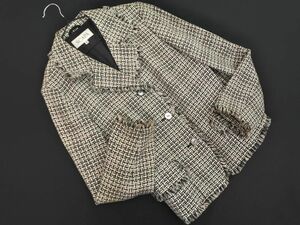 SCAPA Scapa linen. tweed jacket size38/ white x black #* * edc3 lady's 