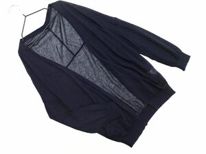  cat pohs OK UNTITLED Untitled linen.... braided knitted shawl cardigan size2/ navy blue #* * edc3 lady's 