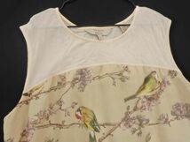 ネコポスOK TED BAKER テッドベーカー 鳥 花柄 切替 ノースリーブ カットソー size2/ベージュ ■◆ ☆ edc3 レディース_画像2