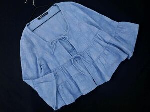 ZARA ザラ ティアード リボン ブラウス シャツ sizeM/青 ■◇ ☆ edc4 レディース