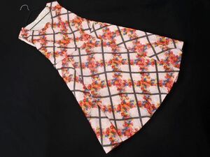 Cherry Ann チェリーアン チェック 花柄 ノースリーブ Aライン ワンピース sizeS/ピンク ■◆ ☆ edc3 レディース