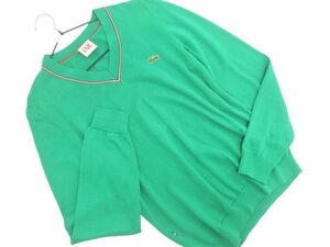 LACOSTE ラコステ Vネック コットン ニット セーター size2/緑 ■◇ ☆ edc2 メンズ