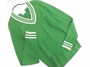 LACOSTE ラコステ Vネック ニット セーター size2/白ｘ緑 ■◇ ☆ edc2 メンズ