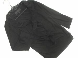 UNTITLED Untitled frill 7 minute sleeve cut and sewn size2/ black #* * edc2 lady's 