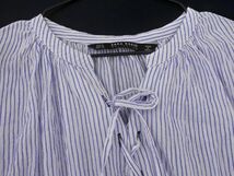 ネコポスOK ZARA basic ザラ ベーシック ストライプ レースアップ ブラウス シャツ sizeM/白ｘ青 ■◇ ☆ edc2 レディース_画像2