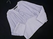 ネコポスOK ZARA basic ザラ ベーシック ストライプ レースアップ ブラウス シャツ sizeM/白ｘ青 ■◇ ☆ edc2 レディース_画像1