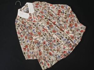 ネコポスOK 新品 ZARA ザラ シフォン 花柄 ブラウス シャツ sizeM/アイボリー ■◇ ☆ edc2 レディース