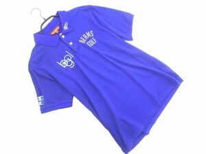  cat pohs OK BEAMS Beams GOLF Golf Logo embroidery polo-shirt with short sleeves sizeM/ blue #* * edc5 men's 