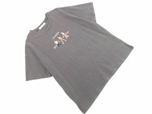  cat pohs OK As Know As embroidery T-shirt gray #* * edc6 lady's 