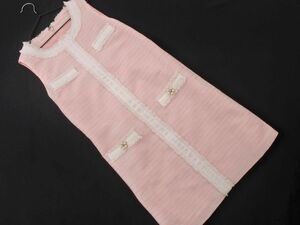 michellMacaron ミシェルマカロン ツイード ノースリーブ Iライン ワンピース sizeS/ピンク ■◆ ☆ edc5 レディース