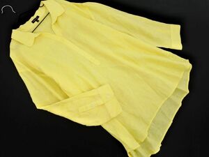  cat pohs OK INDIVI Indivi large size linen100% pull over shirt size48/ yellow #* * edc5 lady's 