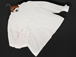 merlot メルロー コットンレース バンドカラー ブラウス シャツ 白 ■◇ ☆ edc9 レディース