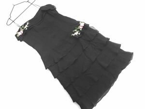  cat pohs OK CYNTHIA ROWLEY Cynthia Rowley silk 100% floral print embroidery camisole One-piece size1/ black #* * edd0 lady's 