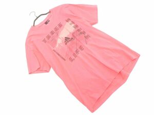 ネコポスOK adidas アディダス ロゴ プリント Tシャツ sizeM/ピンク ■◆ ☆ edd0 メンズ