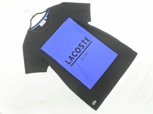 ネコポスOK LACOSTE ラコステ プリント 半袖 Tシャツ size3/黒ｘ青 ■◆ ☆ edc9 メンズ