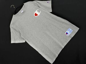 Champion チャンピオン ロゴ 刺繍 Tシャツ sizeL/グレー ■◆ ☆ edd0 メンズ