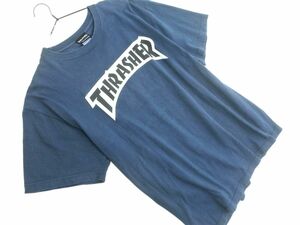 THRASHER スラッシャー ロゴ カットソー sizeXL/紺 ■◆ ☆ edc9 メンズ