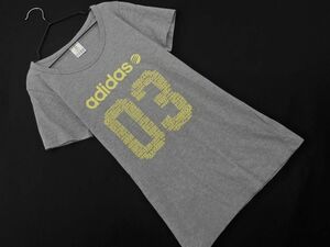 ネコポスOK adidas アディダス ロゴプリント Tシャツ sizeM/グレー ■◆ ☆ edc9 レディース
