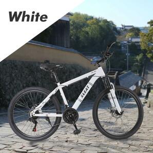 【新品】マウンテンバイク 26インチ タイヤ 自転車 21段変速（ホワイト）の画像2