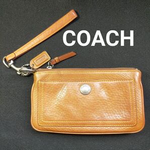 【良品】COACH コーチ リストレット ポーチ オールレザー 男女兼用