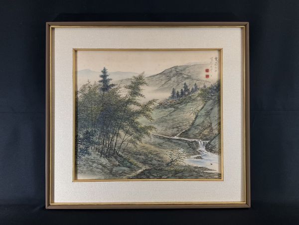 Authentic work ■Japanese painting■Torei Ogita ■``Miyama Harugyo''■ Silk book ■Mountain village landscape■Master: Komuro Suiun Teiten special selection Former Nangain doujin ■Warranty included■Framed painting■2b, painting, Japanese painting, landscape, Fugetsu