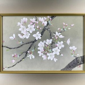 真作■日本画■中野昌子■『桜』■日本美術院院友■共シール 金落款■千葉県出身・ 師・松尾敏男 ■ 入選多数■人気作家■2a