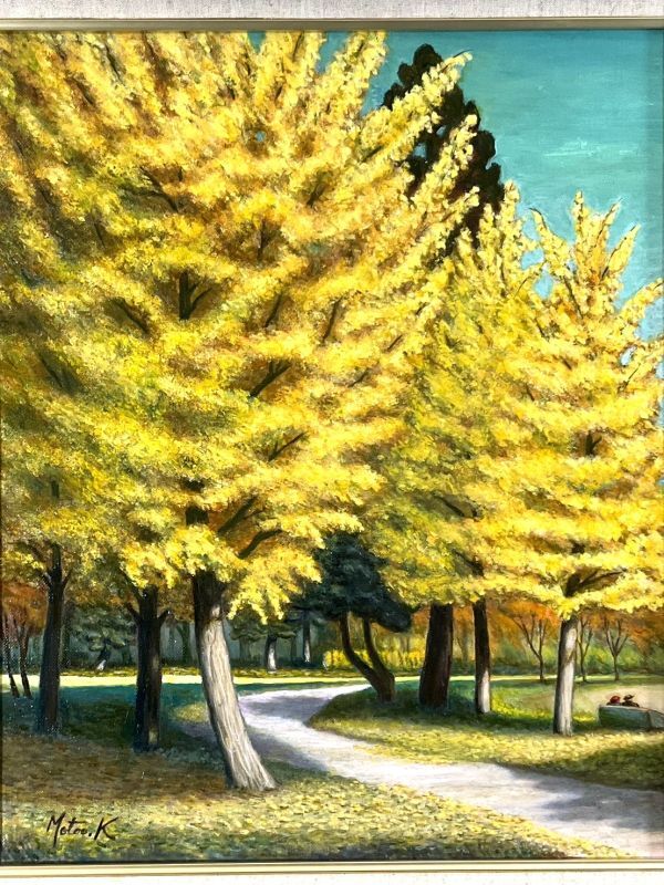 Authentic work ■Oil painting■Motoo Karasawa■ Late Autumn (Aomori Forest Park) ■Miniature realism masterpiece■Framed painting 2c, painting, oil painting, Nature, Landscape painting