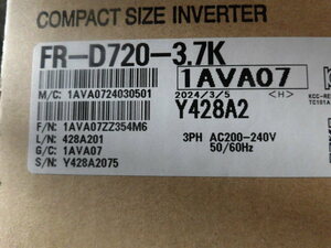 三菱電機 インバータ FREQROL FR-D720-3.7K 2024年3月5日製造 国内より落札当日発送可 新品 未使用 ６ヶ月保証