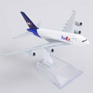 航空機 1/400スケール 合金 模型 ミニチュア エアバスA380 飛行機 FedEx ジャンボ旅客機 14.5cm 金属 コレクション 台座付き 完成品 t315