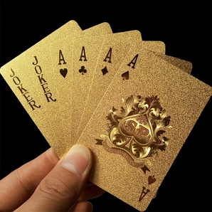 金箔トランプ 24K ゴールド 金色 ゴージャス カードゲーム プラスチック おもしろグッズ パーティー トランプカード プレゼント t220の画像1