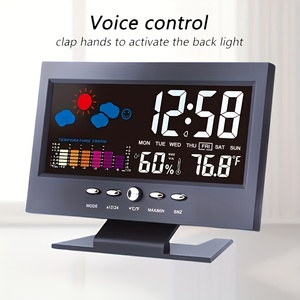 デジタル 目覚まし時計 多機能 LED 天気 カラースクリーン 音声起動 バックライト機能 天気予報 温湿度計 アラーム/スヌーズ機能 t274