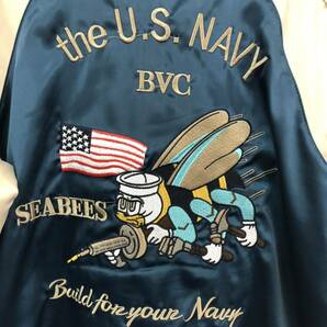 U.S.NAVY SEABEES スーベニアジャケット Lサイズ リバーシブル スカジャン 横須賀 刺繍 イーグル鷲 サテン の画像6