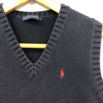 90s polo ralph lauren コットン ニットベスト ネイビー レディース　Lサイズ ラルフローレン　綿100% ビンテージ　スクールベスト_画像2