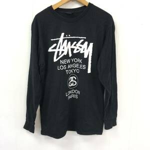 stussy футболка с длинным рукавом черный M размер Stussy city USA America 5 город long T ремонт 