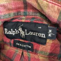 polo ralph lauren 長袖シャツ チェック Mサイズ ラルフローレン ボタンダウンシャツ 90s ビンテージ　レッド系_画像7