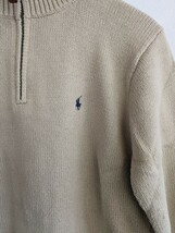 90s polo ralph lauren コットン ハーフジップ ニット セーター ベージュ Mサイズ ラルフローレン　ビンテージ_画像3