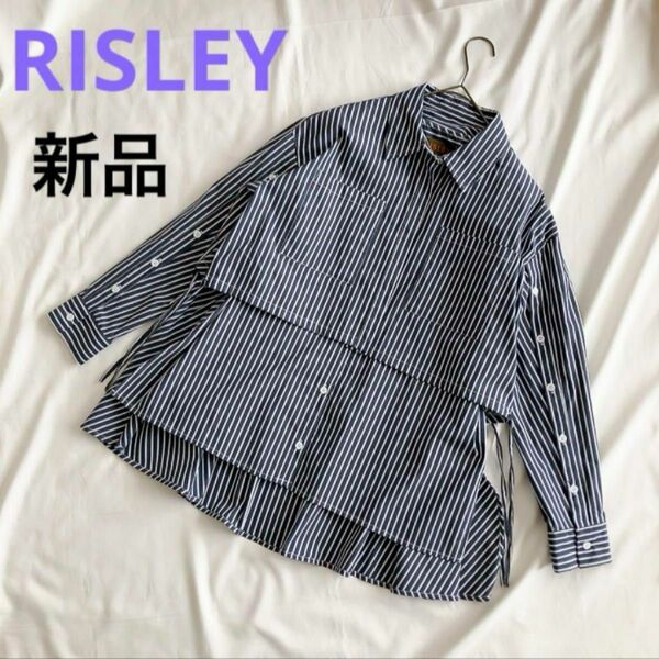 【新品 未使用】 RISLEY リズレー 3way ストライプシャツ フリー 春 ブラウス ノースリーブ 夏 