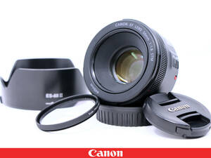 ★美品★ Canon キャノン EF50mm F1.8 STM★フィルター フード付属★被写体際立つ美しい円形ボケ味★明るい軽量単焦点レンズ EF5018STM