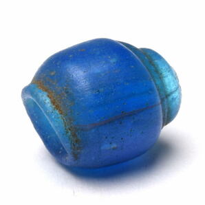 最終日は21時から■５～６世紀 古代ガラスビーズ★ジャワ島出土 美しいブルークリアの襟つき玉の画像5